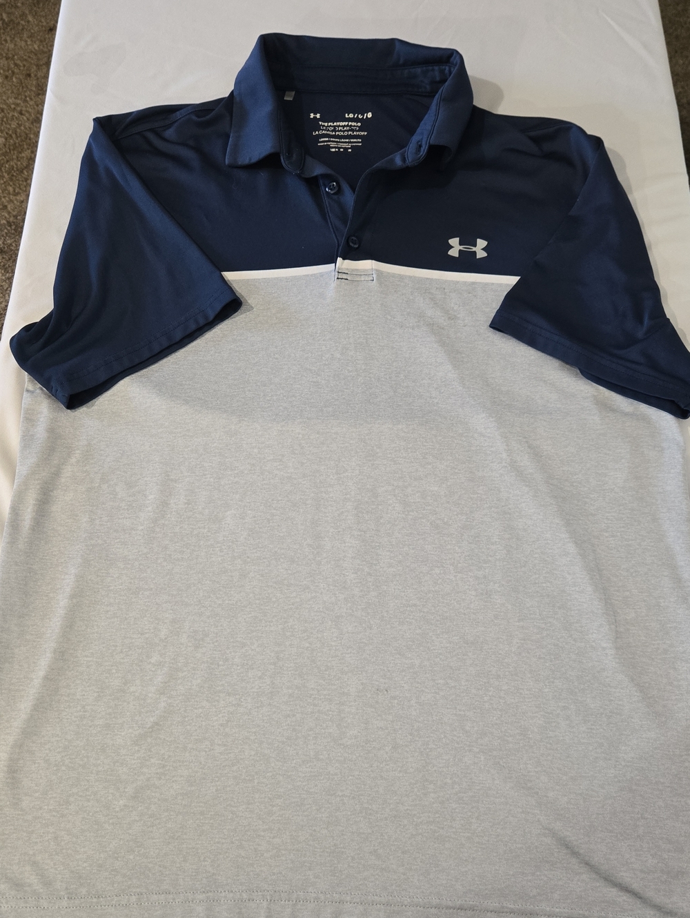 LG Men’s Navy and Light Gray Two-Tone Polo